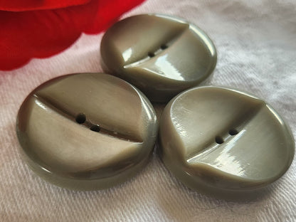 Trio gros boutons vintage gris lumineux trous  3 cm ref 2372