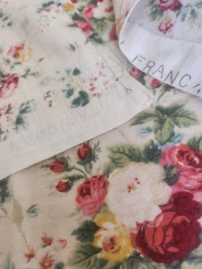 Ancien coupon de tissu fleuri dumas fabrication francaise 119 sur 77 cm B5