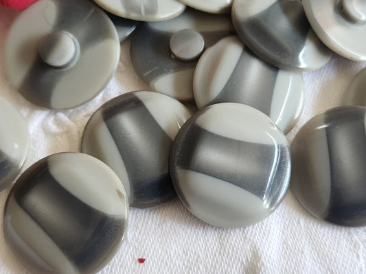 Lot 6 gros boutons vintage gris camaieu 2,5 cm ref 1657