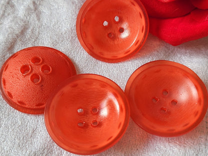 Lot 4 gros boutons vintage rouge incurvé 3,5 cm ref 429