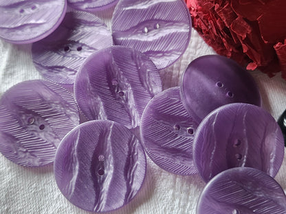 Lot 6 gros boutons vintage violet texturé  2,8 cm ref  2689