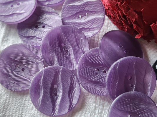 Lot 6 gros boutons vintage violet texturé  2,8 cm ref  2689