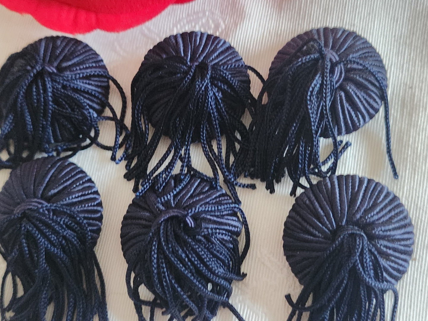 Lot 6 boutons anciens vintage passementerie bleu pendant 2,5 cm ref 6401