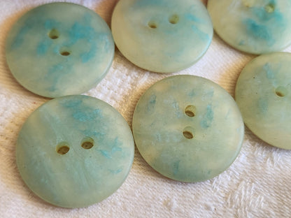 Lot 6 boutons vintage bleu creme 2,2 cm trous mat ref 765