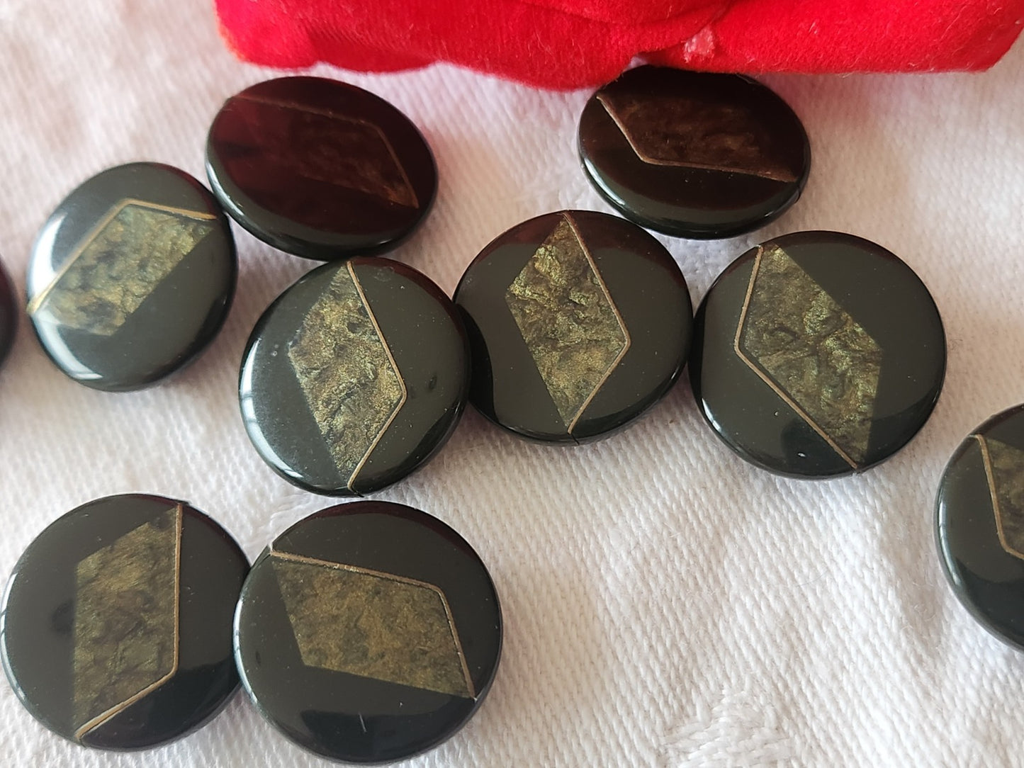 Lot 10 boutons vintage vert deux tons pied 1,7 cm ou 17 mm ref 6419