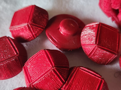 Lot 6 gros boutons vintage rouge volume pied superbe 2,5 cm ref 1879