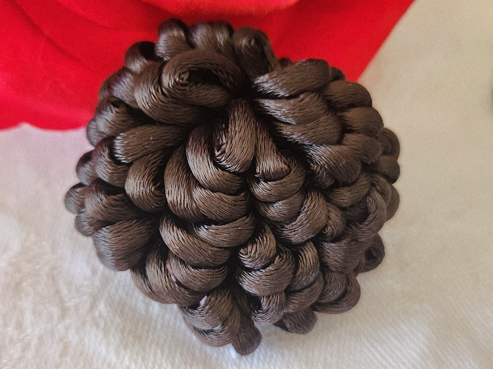 Haute couture gros bouton ancien  passementerie marron 4 cm XXL ref 3894