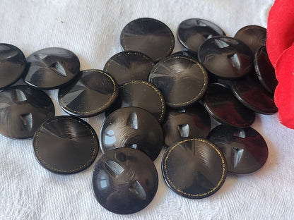 Lot 6 boutons vintage  marron inclusion doré paillette pied 2,2 cm ref 674