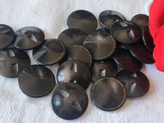 Lot 6 boutons vintage  marron inclusion doré paillette pied 2,2 cm ref 674