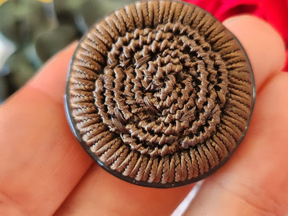collection trio gros  bouton ancien vintage marron passementerie 3,3 cm ref 6578