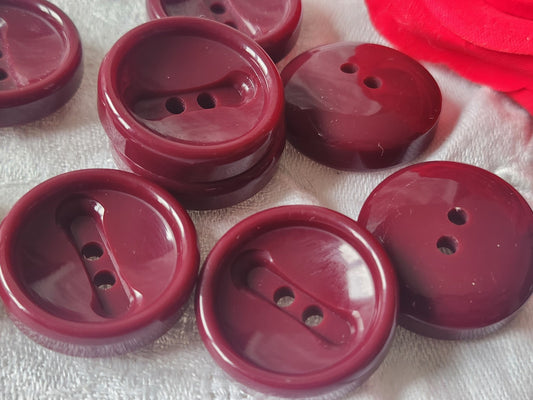 Lot 6 gros boutons vintage lie de vin épais   2,7 cm ref 3335