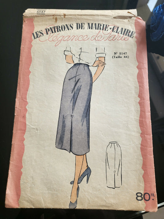 Patron ancien jupe pli couché vintage année 60/70 taille:  44  N°14