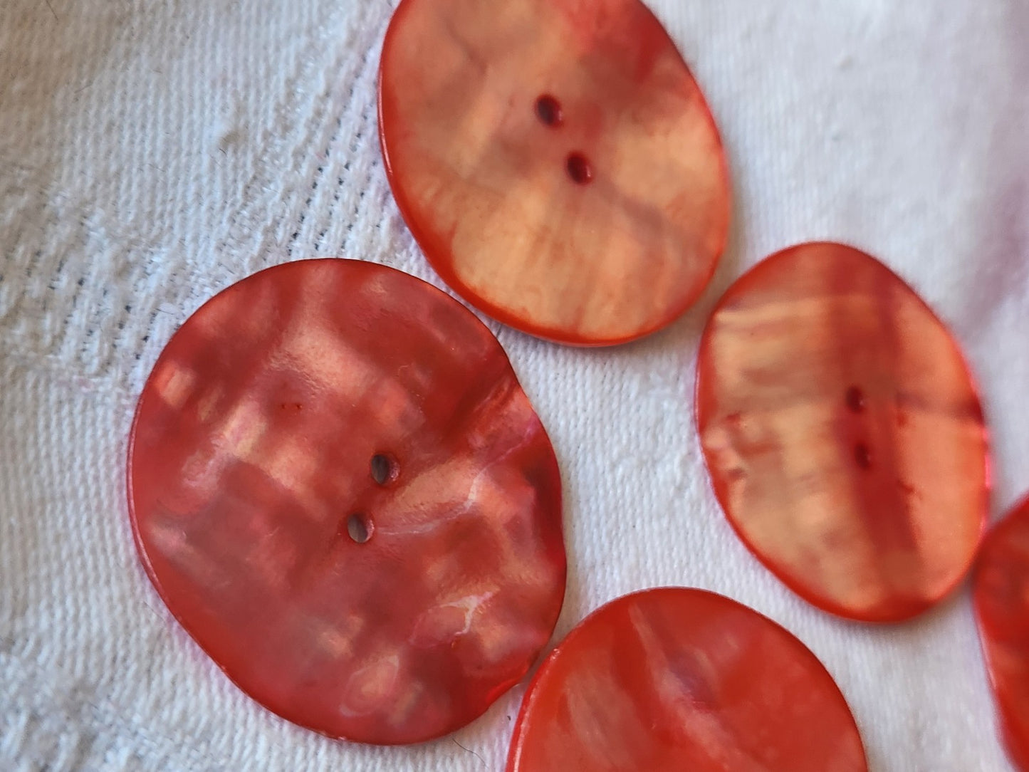 Lot 6 énormes boutons vintage en nacre rose 3,1 cm XXL ref 614