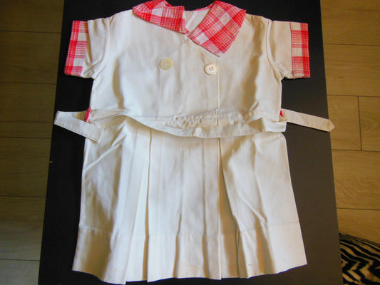 Petite robe ancienne enfant grande poupée patron blouse écolière B1