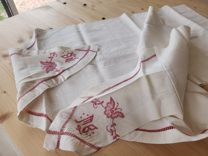 Superbe taie housse de polochon double monogramme MB papillon ancien B8
