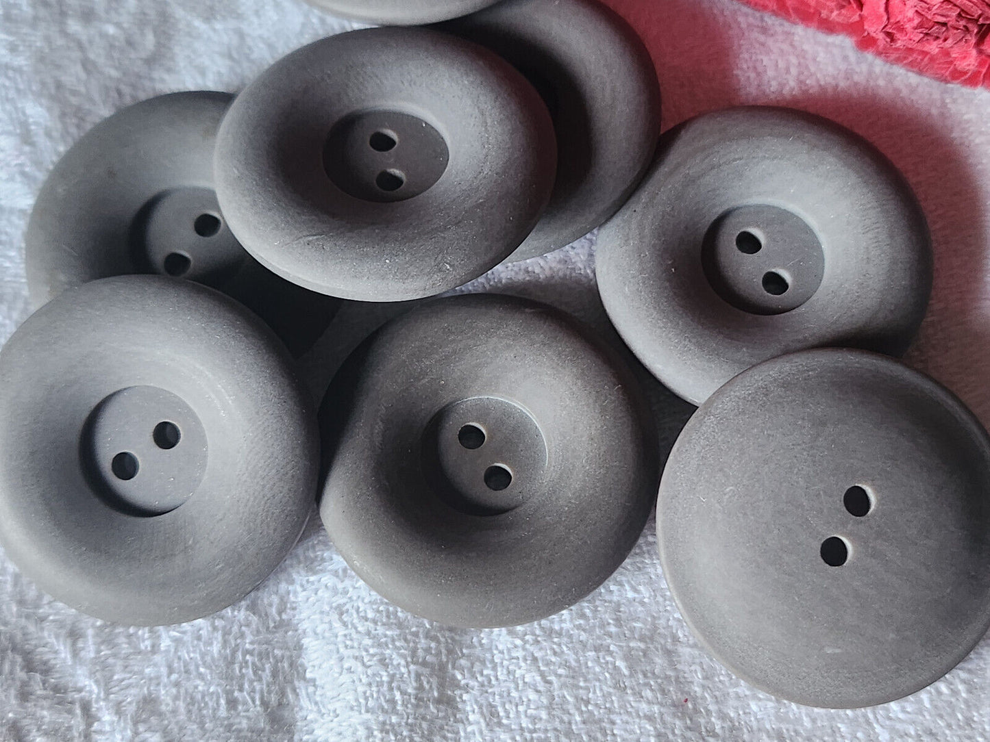 Lot 6 gros boutons vintage gris mat veste trous 3 cm ou 30 mm ref 5884