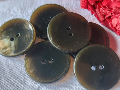 Lot 6 gros boutons vintage vert nacré reflet 2,8 cm leger ref 2643