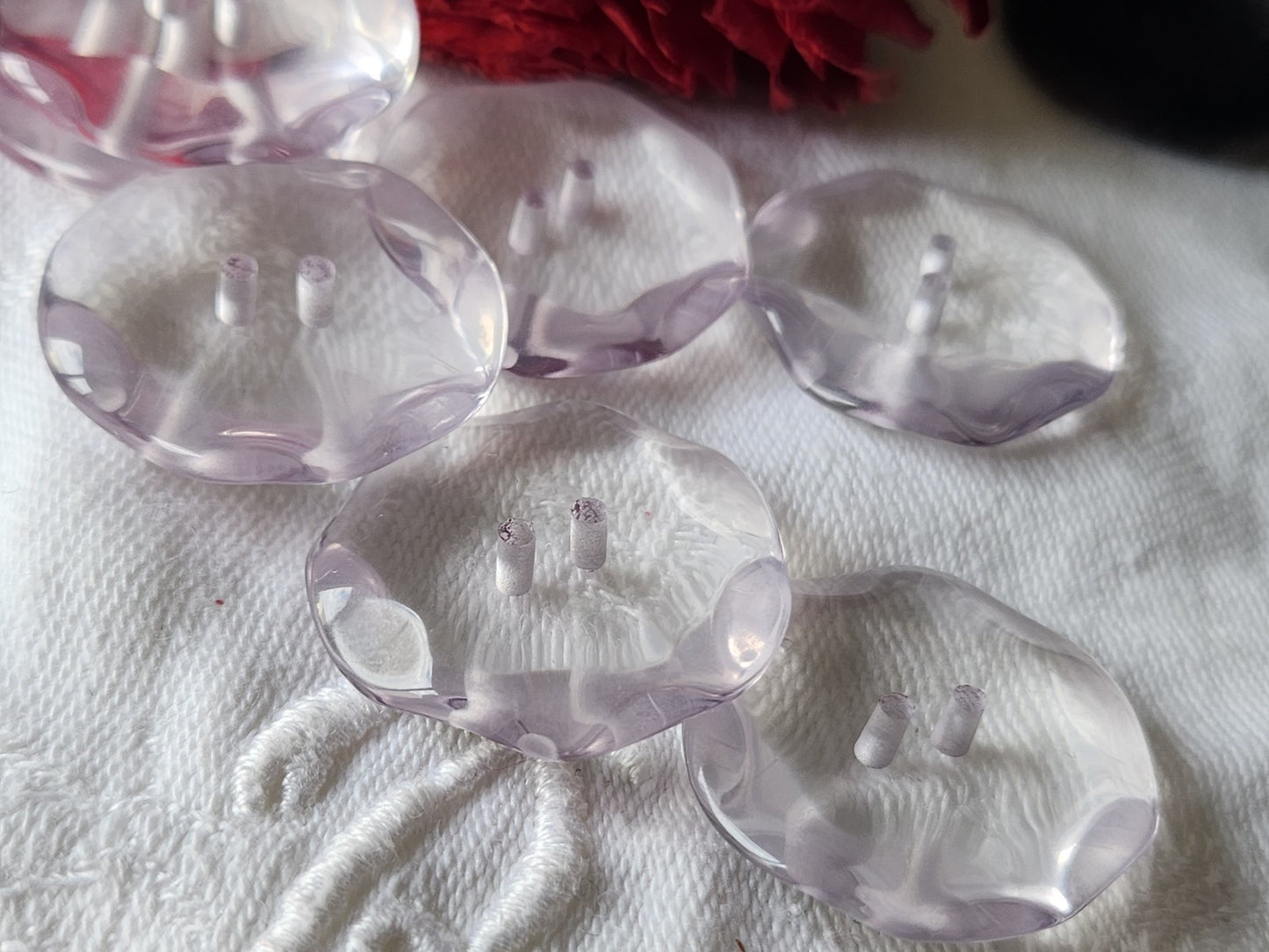 Lot 7 boutons vintage parme effet strass ovale épais gros 2,8 cm ref 5939