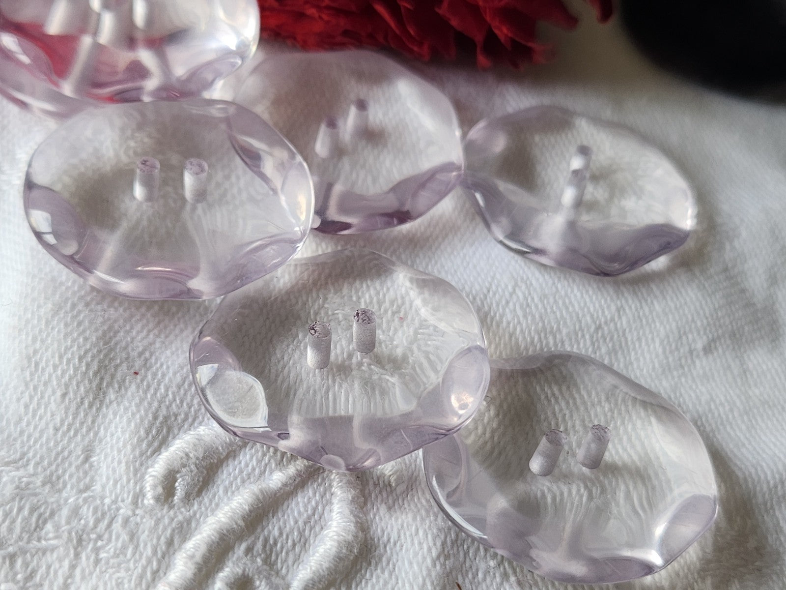 Lot 7 boutons vintage parme effet strass ovale épais gros 2,8 cm ref 5939