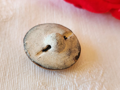 Bouton ancien en céramique noir doré pied 2,2 cm 22 mm D13D