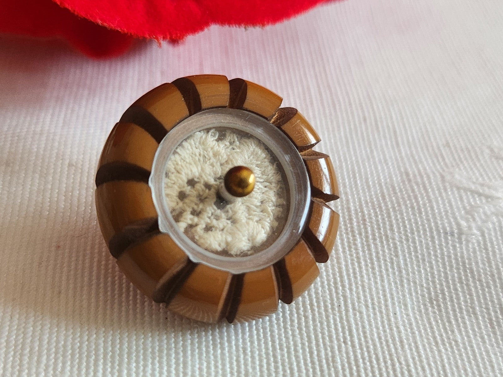 Bouton ancien collection marron dentelle emprisonnée 2,1 cm 21 mm G12k