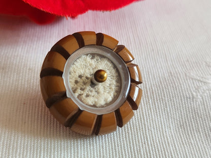 Bouton ancien collection marron dentelle emprisonnée 2,1 cm 21 mm G12k