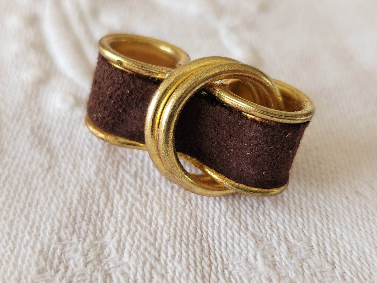 Collection bouton ancien en métal ornement parurier marron 2,6 cm D17C