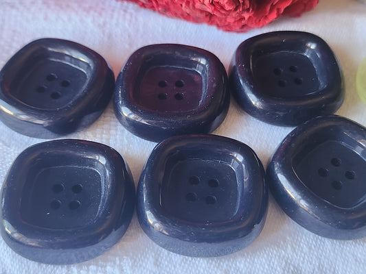Lot 6 gros boutons vintage bleu 2,8 cm  ref 5400