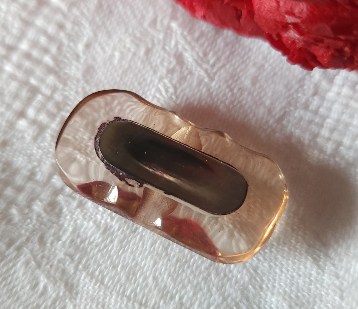 Collection long bouton vintage coeur en nacre plexis 1,5 sur 3 cm G18G