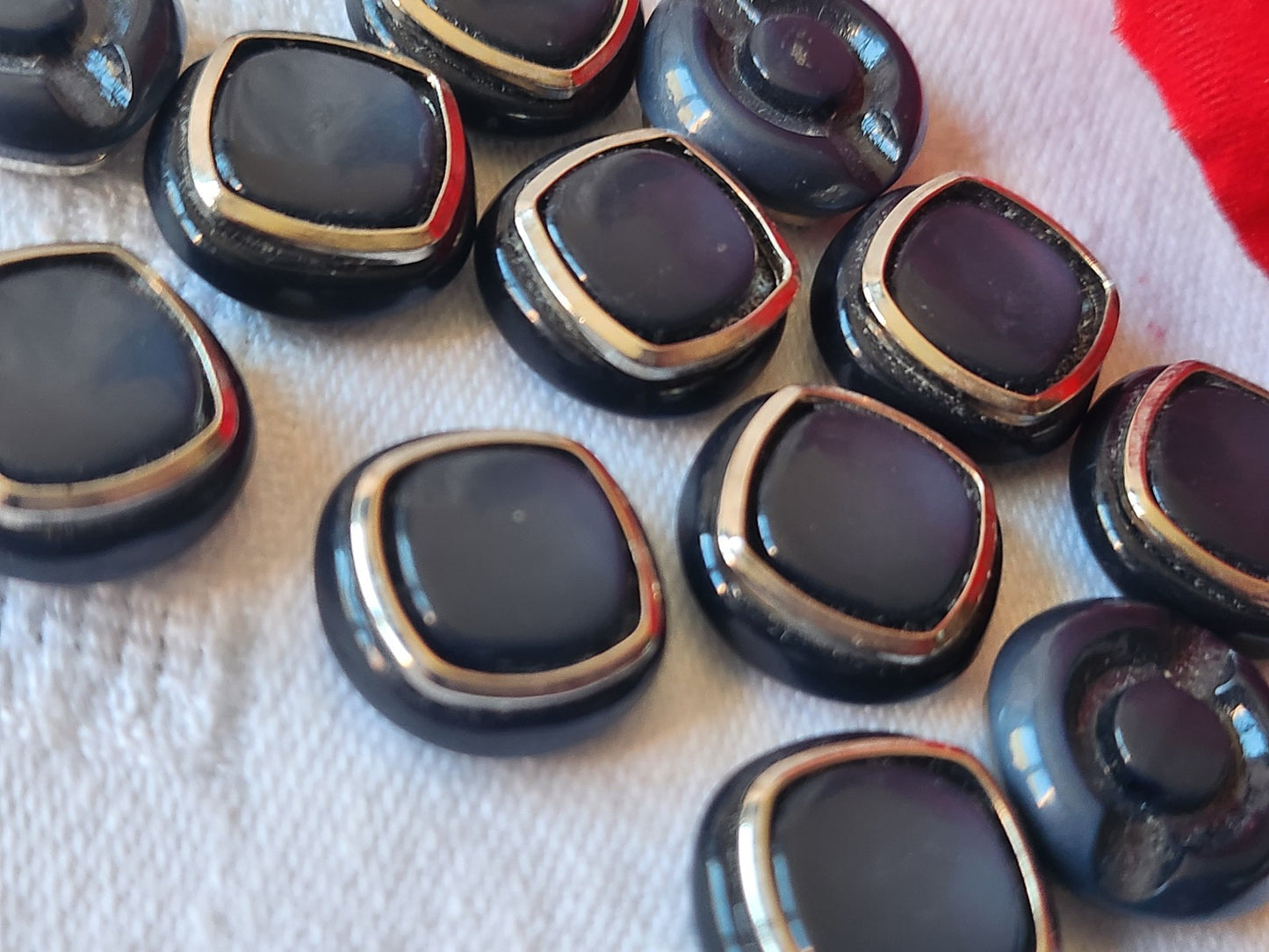 Lot 10 boutons vintage bleu argenté pied 1,5 cm ref 2497