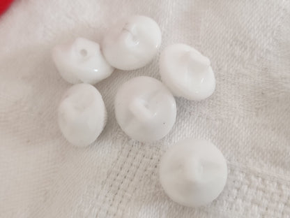 Lot 6 boutons vintage en verre blanc avec strass mordoré vert  1,3 cm ref 6365