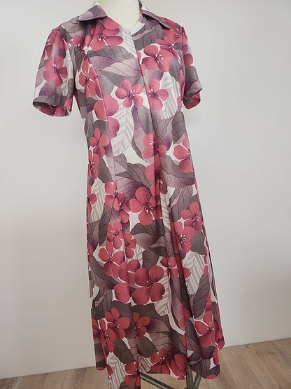 Pur vintage robe ancienne grosse fleur rose grise très légère 40 ? ref portant