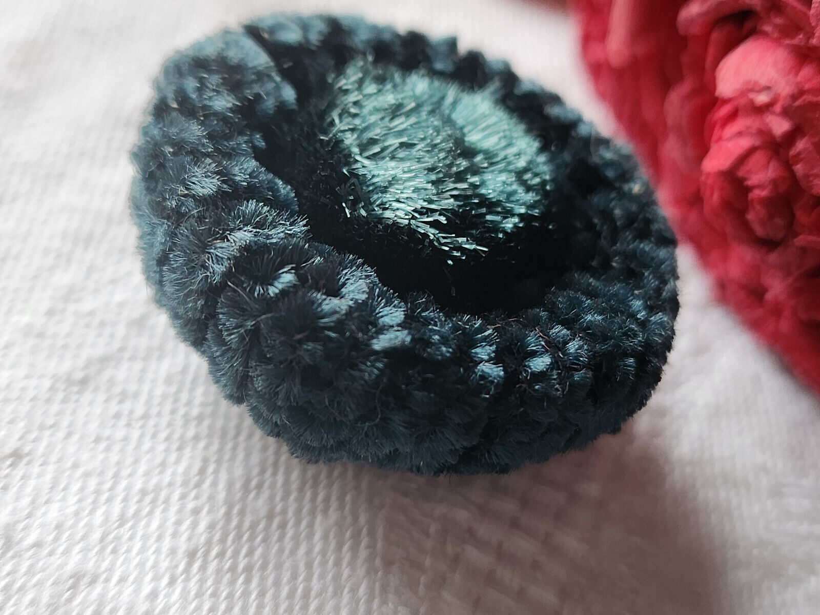 Haute couture gros bouton ancien doudou vert passementerie 3,3 cm G2C