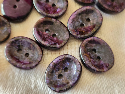 Lot 14 boutons vintage  violet moucheté ovale  1,2 sur 1,5 cm ref 5975