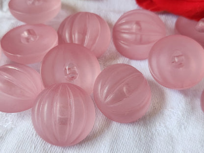 Lot 6 gros boutons vintage rose bord mat bombé pied 2,3 cm ref 2052