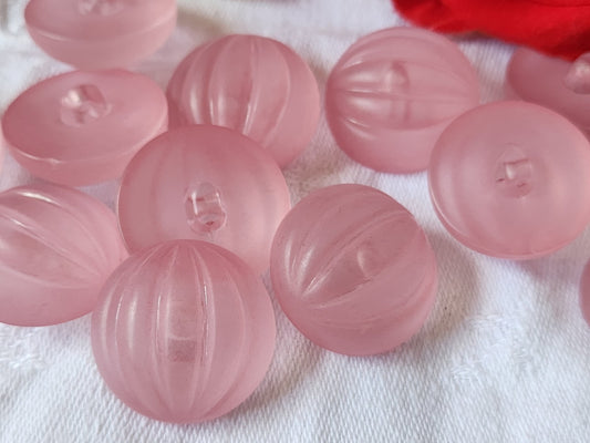 Lot 6 gros boutons vintage rose bord mat bombé pied 2,3 cm ref 2052