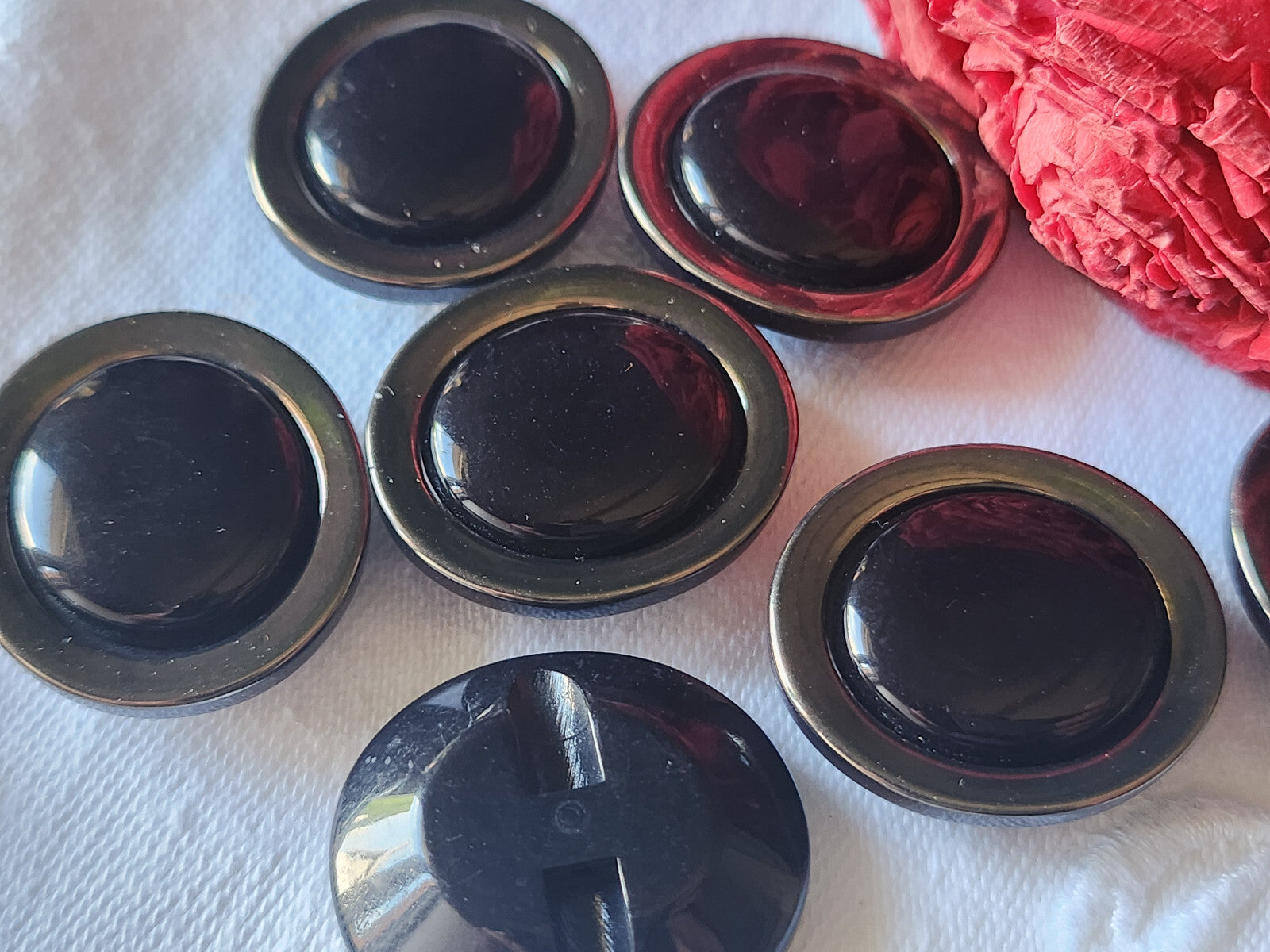 Lot 6 gros boutons vintage bleu foncé argenté ovale pied 2,5 sur 2,7 cm ref 2561