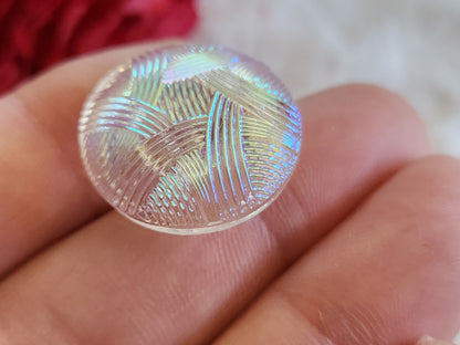 Gros bouton en verre mordoré strié pied ancien vintage  2,2 cm D13B