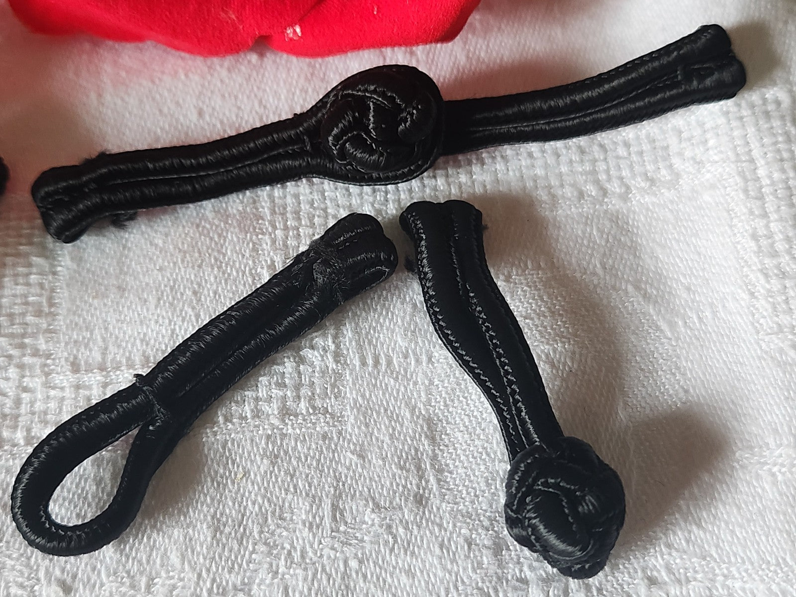 Lot 3 fermoirs brandebourgs noir tissu couture création bijoux sac pochette T3