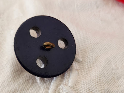 Bouton ancien bleu ajouré pied laiton gros 2,8 cm ref 5965