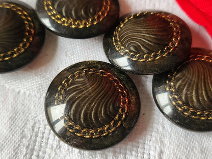 Lot 6 gros boutons vintage vert inclusion  pied 2,7 cm manteaux lourd ref  2239