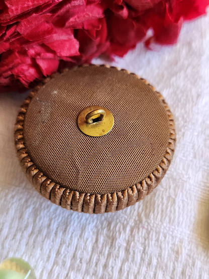 Gros bouton ancien en  passementerie marron superbe finition 3,1 cm ref 3837