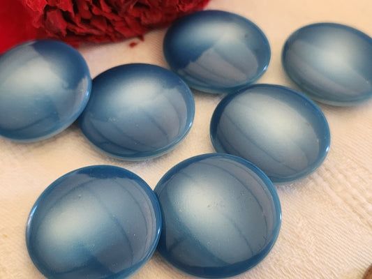 Lot 6 gros  boutons vintage bleu camaieu  pied lisse 2,7 cm ref 1877