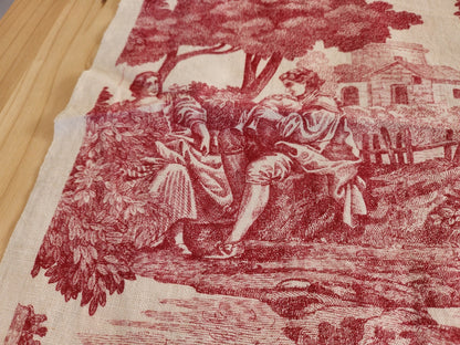 Ancien coupon de tissu toile de jouy "le printemps " d'aprés Boucher petit B6