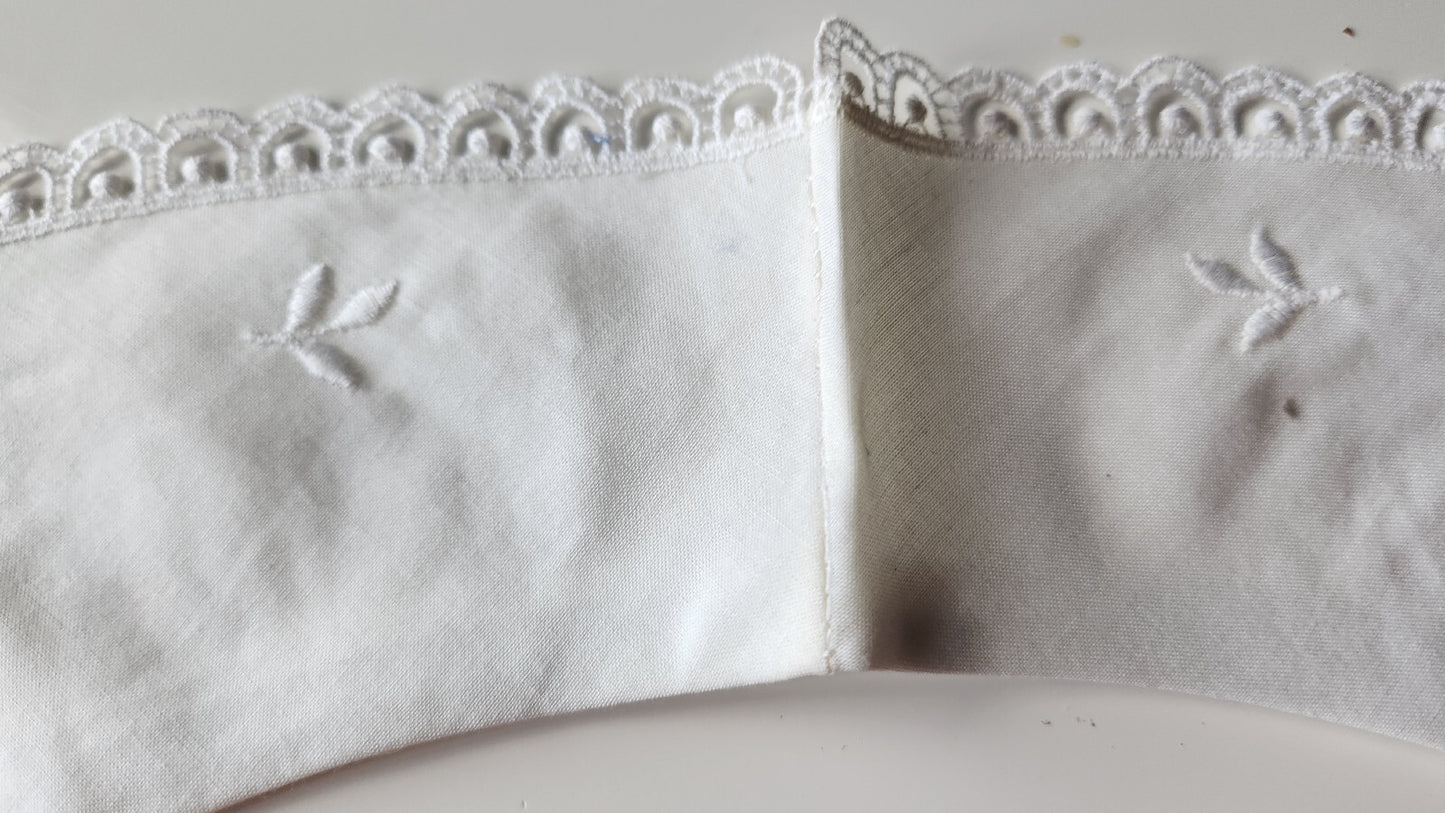 Ancien  col dentelle application tissu fin dentelle  B1-29