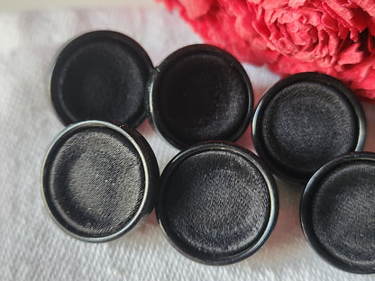 Lot 6 boutons anciens vintage passementerie noir pied 1,7 cm ref 963