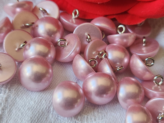 Lot 16  boutons rose satiné  fond d 'atelier 1,3 cm pied métal  ref 2348