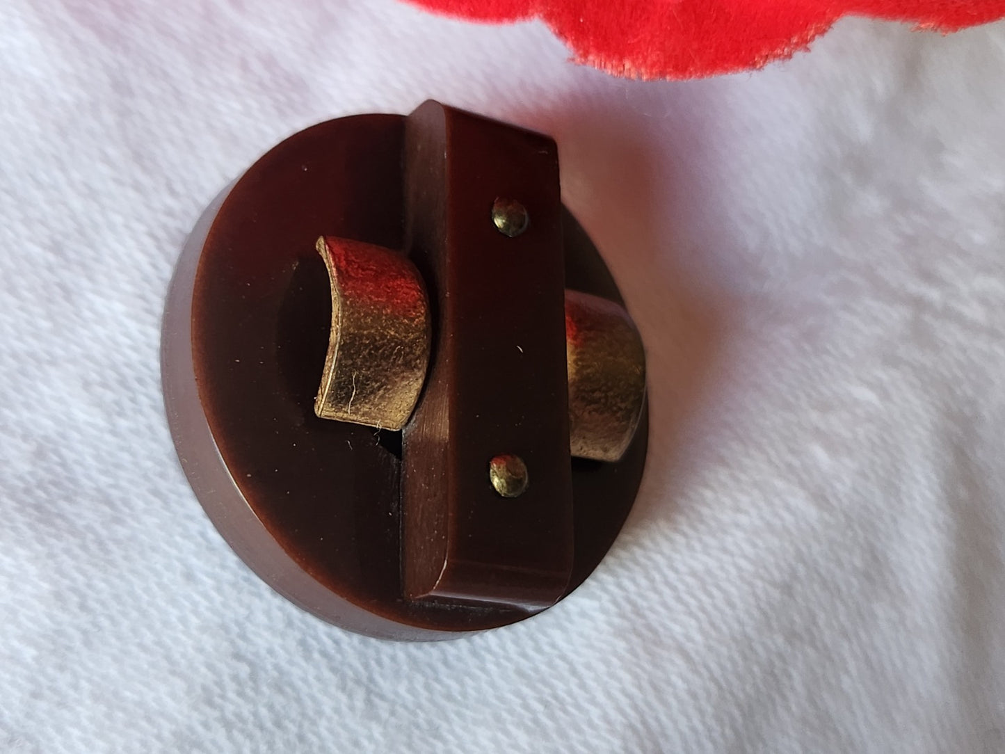 Gros bouton ancien ornement métal collection  marron  2,6 cm G2O