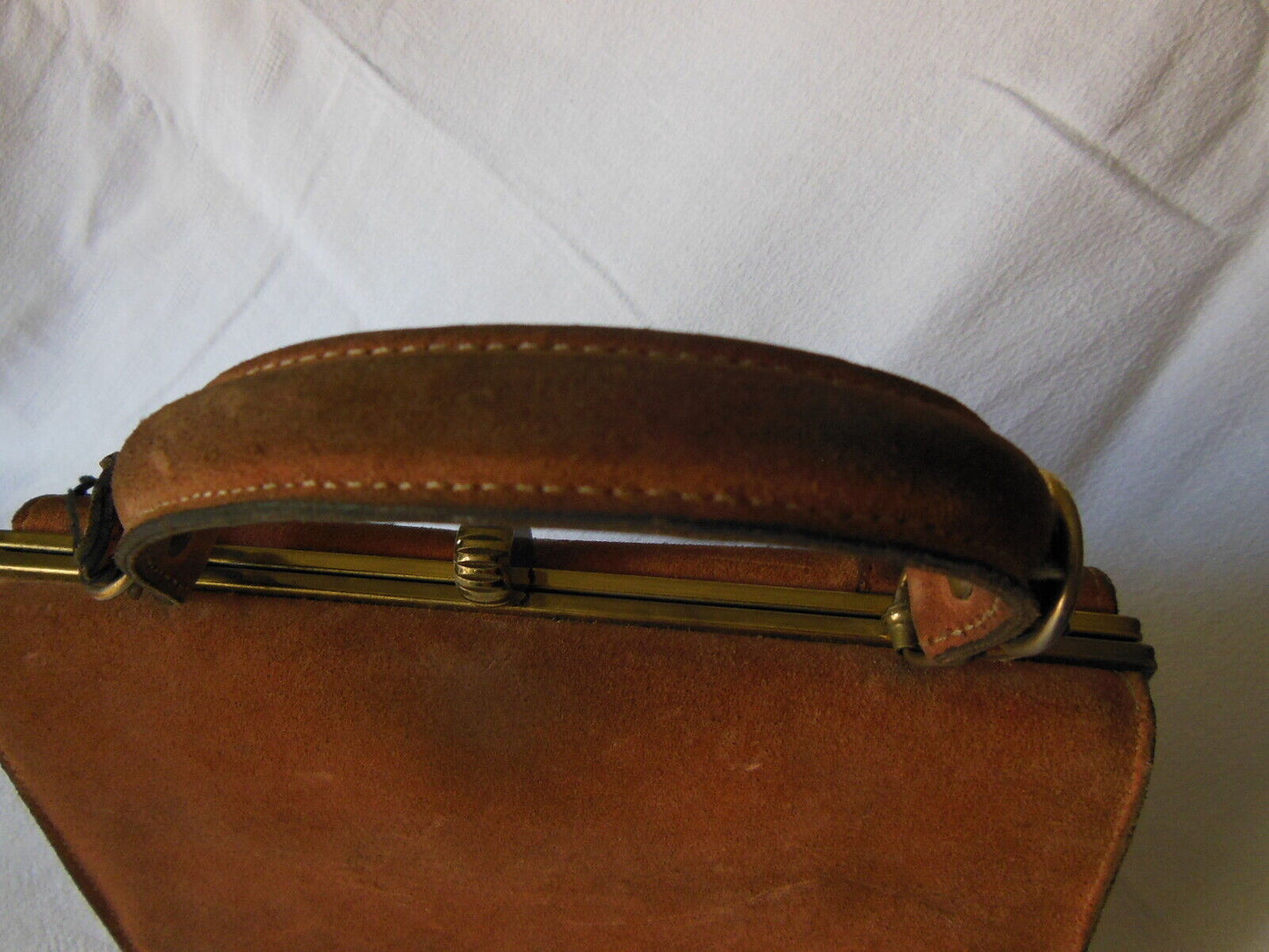 Ancien sac à main en daim marron vintage made in France Saphir? Bakir?