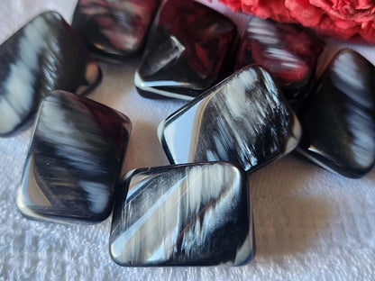 Lot 6 superbes boutons vintage noir reflet nacré 1,6 sur 2,2 cm pied ref 1660